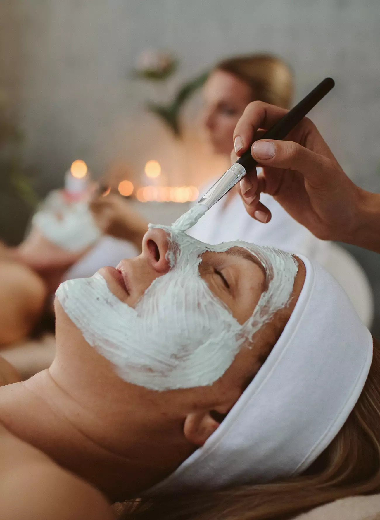 Mature lady experiencing a facial treatment at Daylesford Day Spa
