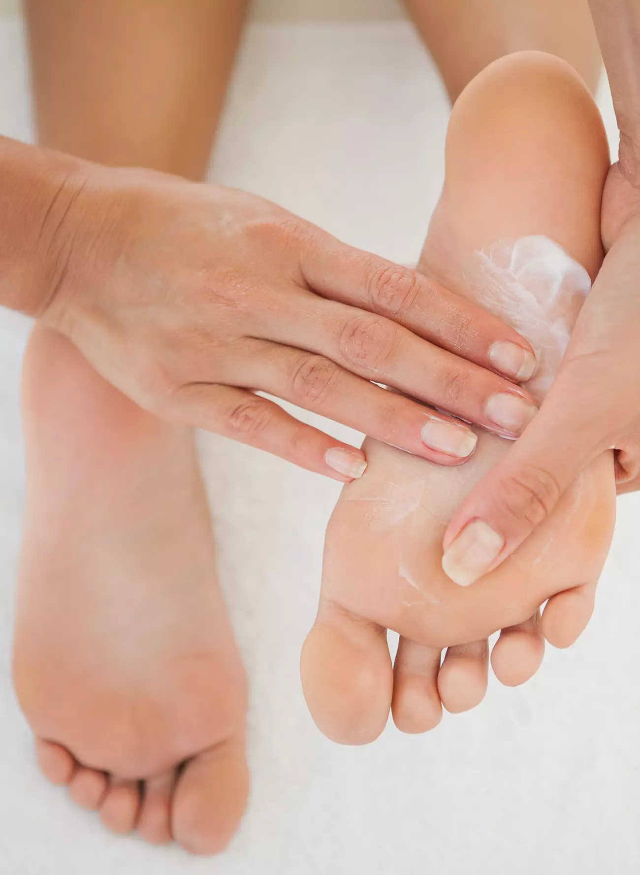 Skin care applied to foot during foot treatment