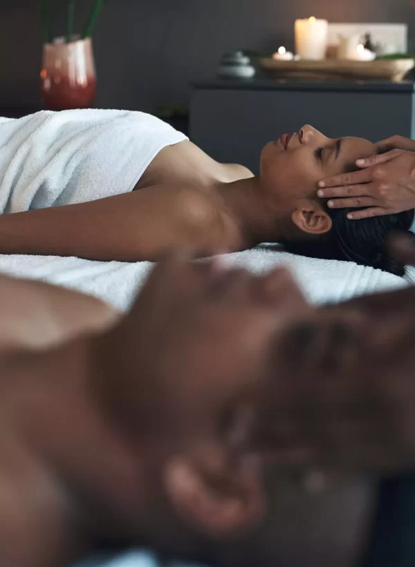 Couple enjoying head and face massage
